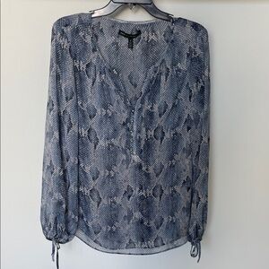 White House Black Market Blue Patterned Blouse